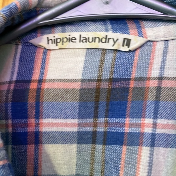 Blue and White Plaid Snap Up Shirt fringes western style - Picture 2 of 7